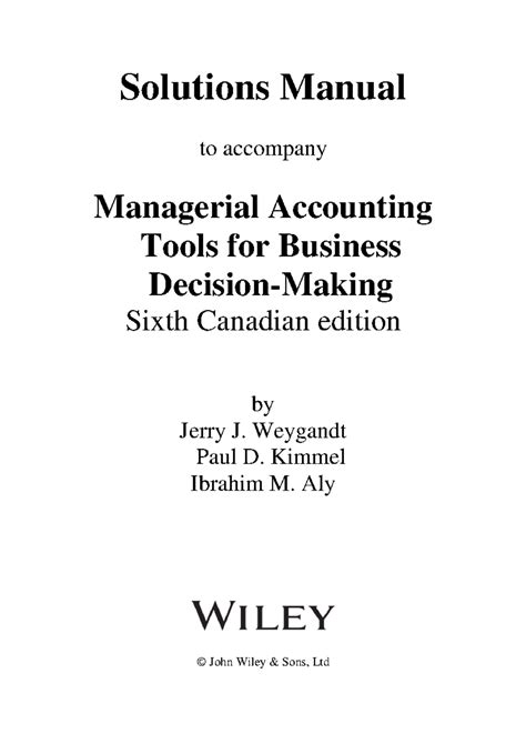 Weygandt Managerial Accounting 6 Solutions Manual PDF