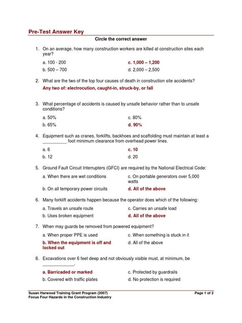 Wftda Test Answer Key PDF