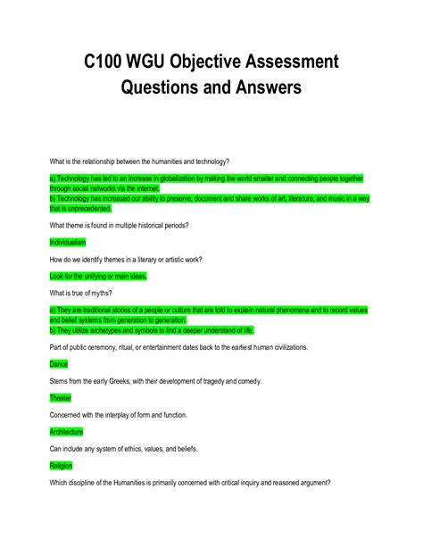 Wgu Mkc1 Objective Assessment Test Questions Ebook Kindle Editon