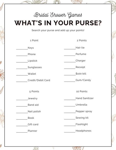 What In The Bag Memory Game Bridal Shower Free Printable