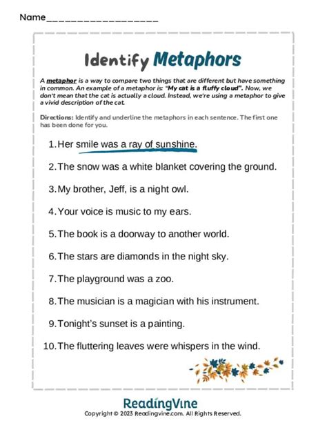 What Is A Metaphor Worksheet Answers PDF