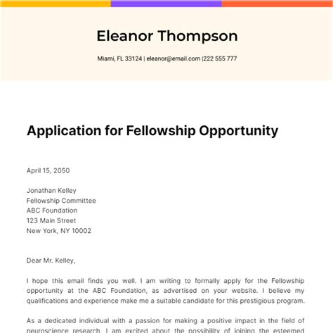 What To Write About When Applying For A Fellowship Template