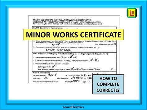 What is a Minor Works Certificate?