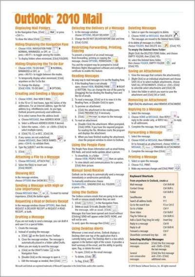 What s New in Outlook 2010 from 2003 Quick Reference Guide Cheat Sheet of New Features and Instructions Laminated Card Reader