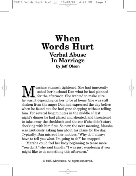 When Words Hurt Verbal Abuse In Marriage 102886 PDF Reader