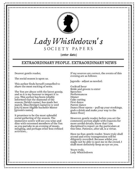 Whistledown Papers Template