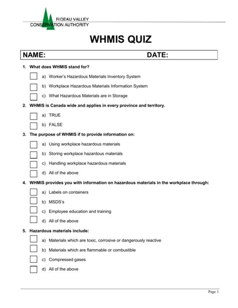 Whmis Quiz And Answers PDF
