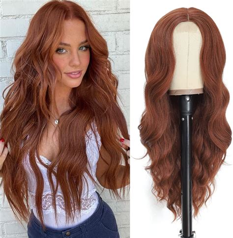 Wholesome Synthetic Auburn Curly Long Wigs VS Human Hair