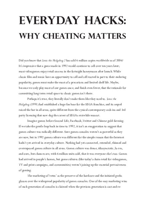 Why Cheating Matters