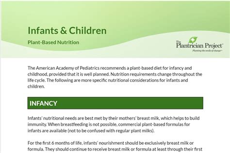 Why Plant-Based Nutrition Matters for Infants and Children