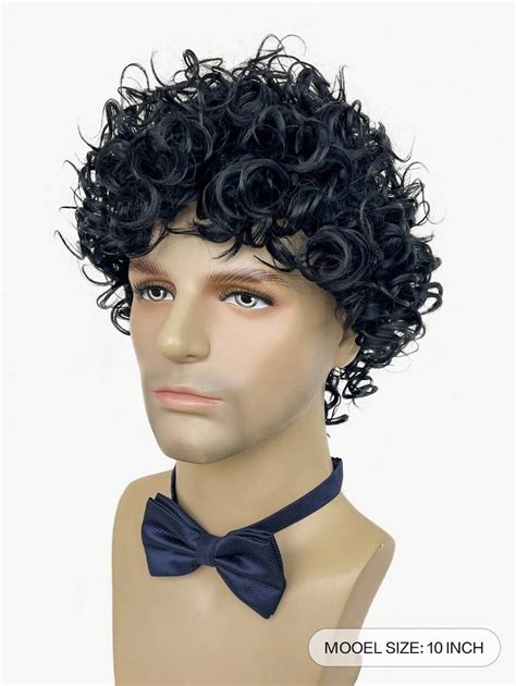 Wig Men With Bangs 6" Short Black Wigs