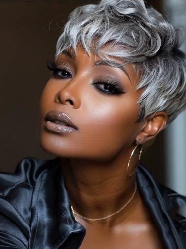 Wigs For African American Women Synthetic Boycuts Grey Wigs