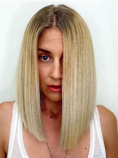 Wigs For Sale Blonde Synthetic Lace Front Shoulder Length Straight Side-Parted Wigs