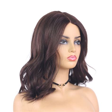 Wigs For Sale Shoulder Length Wavy Lace Wigs Brown Synthetic Wigs