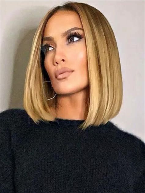 Wigs Online Blonde Straight Lace Front Without Bangs Good Curved Bob Wigs