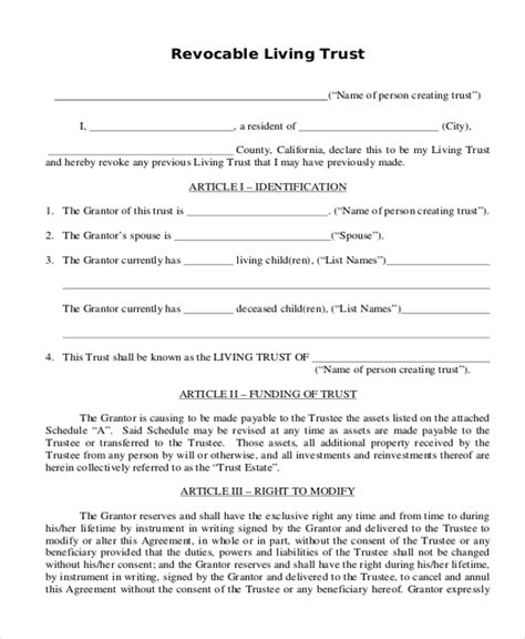 Will And Trust Template