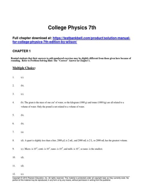 Wilson College Physics 7th Edition Solutions Manual Kindle Editon