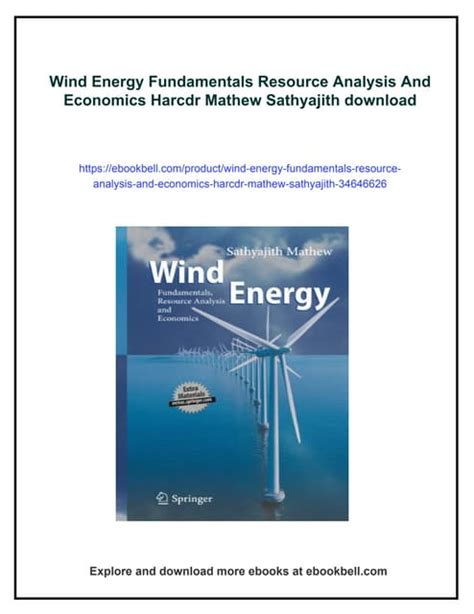 Wind Energy Fundamentals, Resource Analysis and Economics 1 Ed. 06 Epub