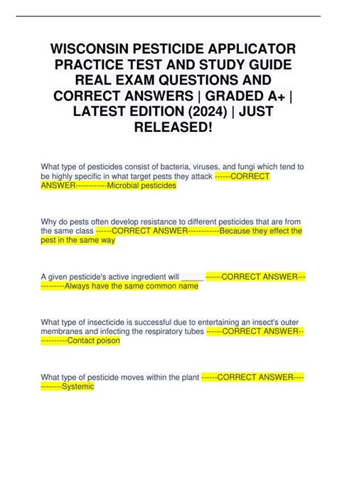 Wisconsin Pesticide Applicator Test Answers PDF