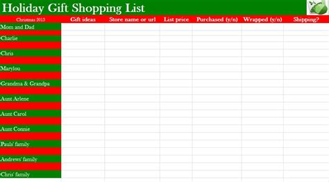 Wishlist Template Excel