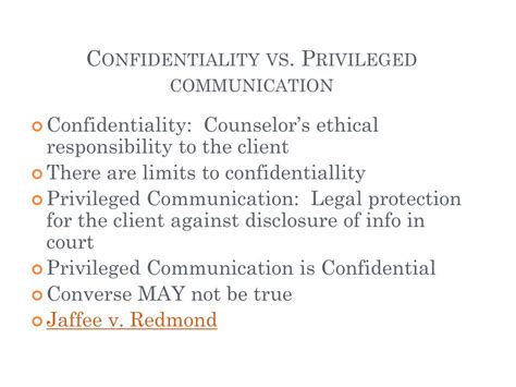 With Respect to Confidentiality and Privileged Communication