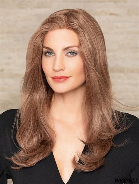 Without Bangs 16" Long Hair Wigs Human Hair