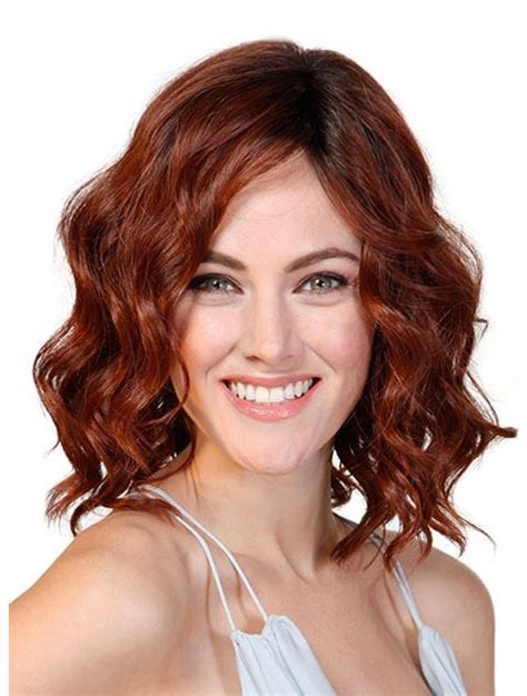 Without Bangs Red 12" Monofilament Wavy Cancer Patients Wigs