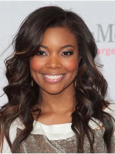 Without Bangs Wavy Long Brown Lace Front Gabrielle Union Wigs