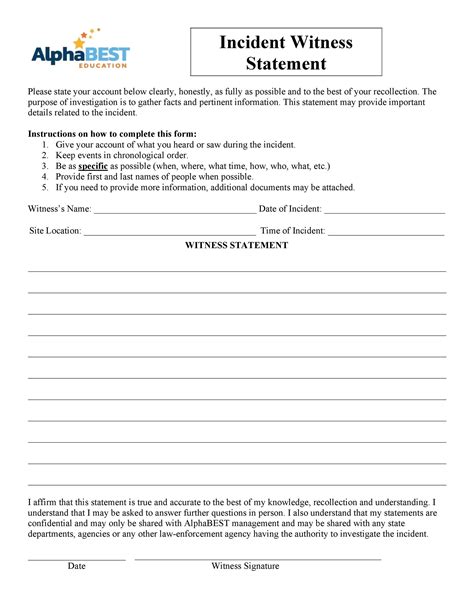 Witness Statement Template