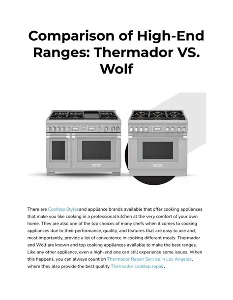 Wolf vs. Thermador Rangetop: A Comprehensive Comparison