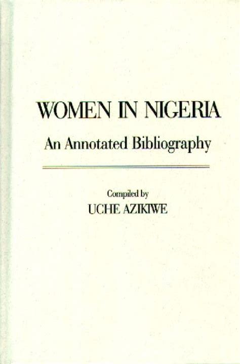 Women in Nigeria An Annotated Bibliography Epub