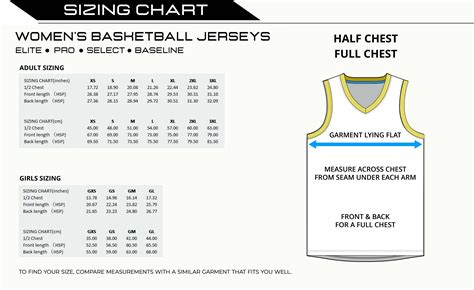 Womens Jersey Size Chart