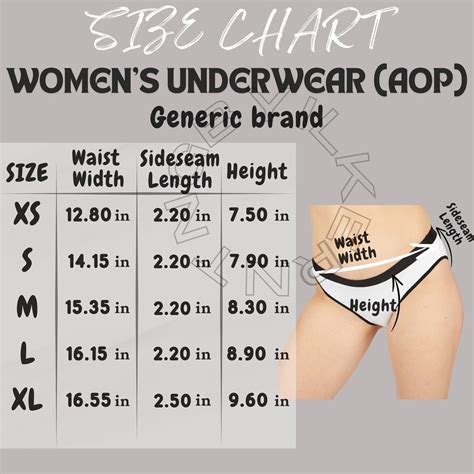Womens Underwear Chart