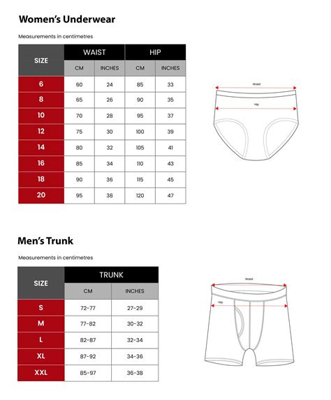 Womens Underwear Size Chart