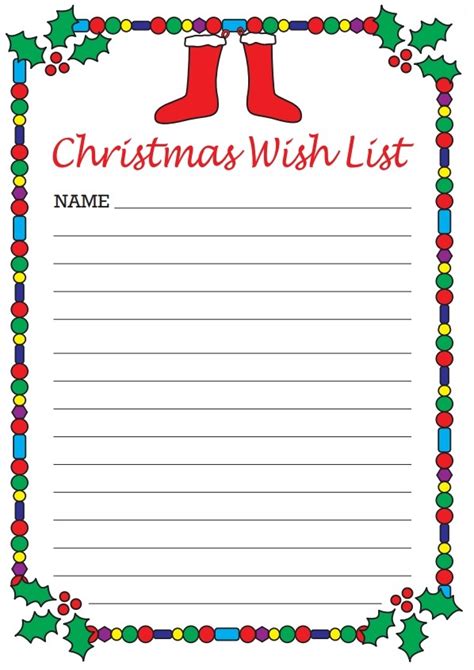 Word Christmas List Template