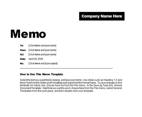 Word Doc Memo Template