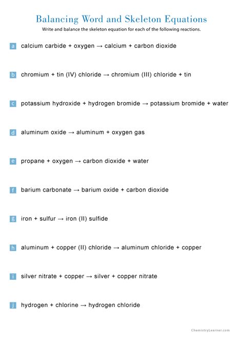 Word Equations Worksheet Answers Reader