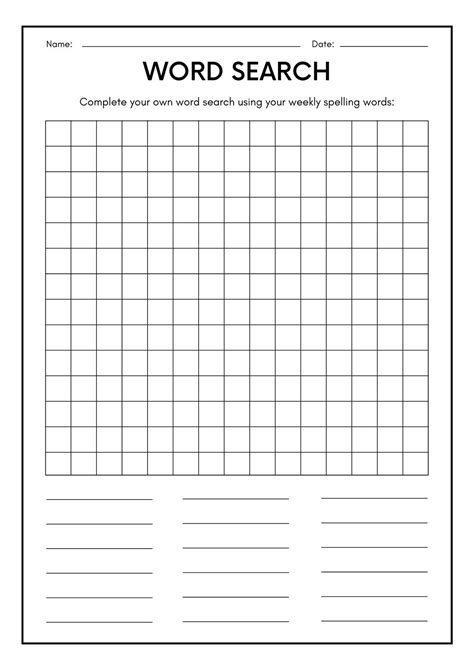 Word Find Template Printable