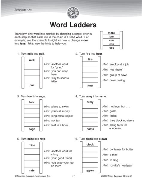 Word Ladders 4 6 Answers Doc