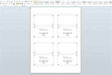 Word Place Card Template