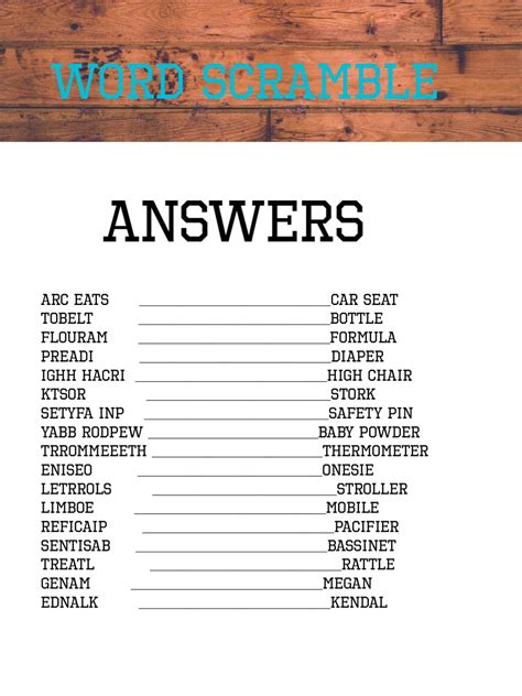 Word Scramble Answers Kindle Editon