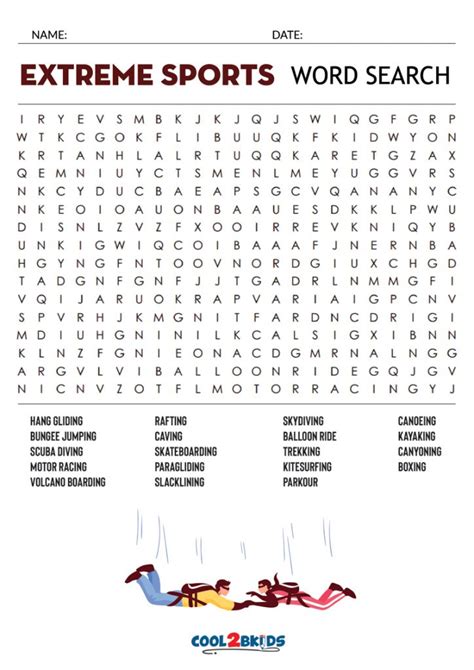 Word Search Puzzles Extreme Sports Names Reader