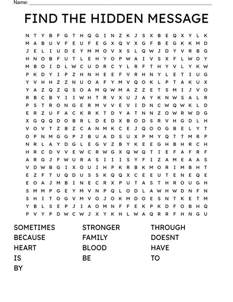 Word Search With Hidden Message Printable