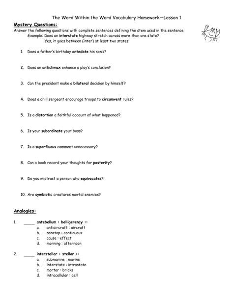 Word Within The Vocabulary Homework Answers PDF