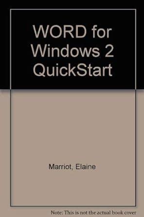 Word for Windows Quickstart Covers Version 2 Epub