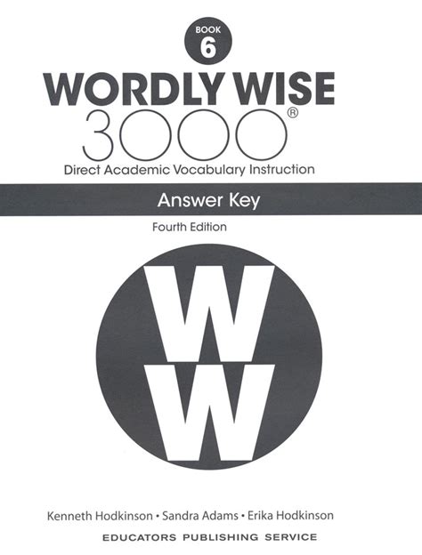 Wordly Wise 3000 Answer Key 6 Kindle Editon