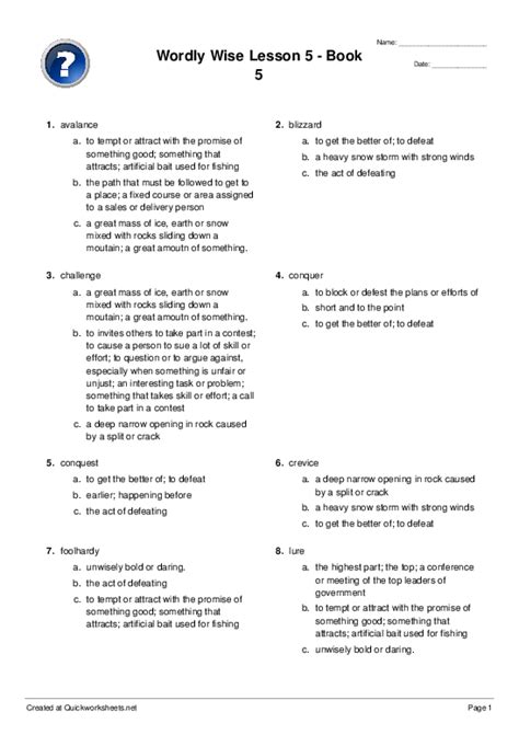 Wordly Wise 5 Lesson 17 Answers Reader