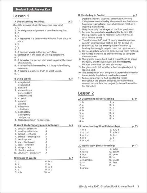 Wordly Wise 6 Answer Key Lesson 10 Reader