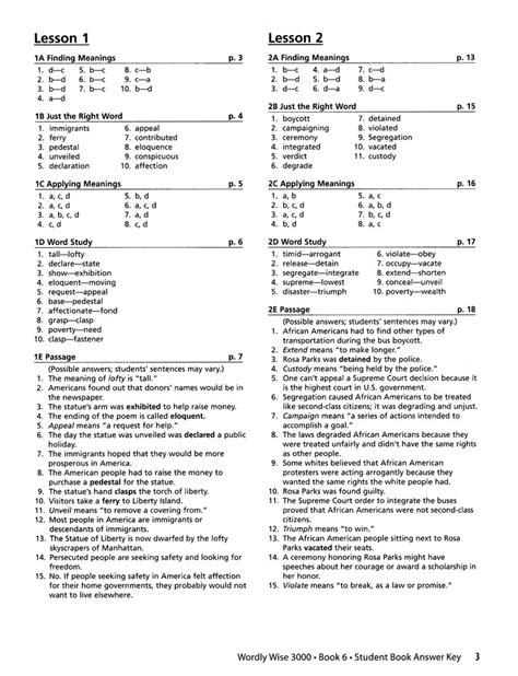 Wordly Wise Answer Key Grade 6 PDF