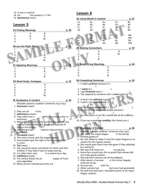 Wordly Wise Answer Key Lesson 19 PDF